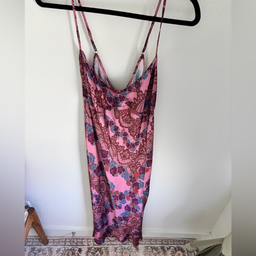 Intimately by Free People Pink Floral Lace Print Maxi Slip Dress| size m | boho - Picture 3 of 13